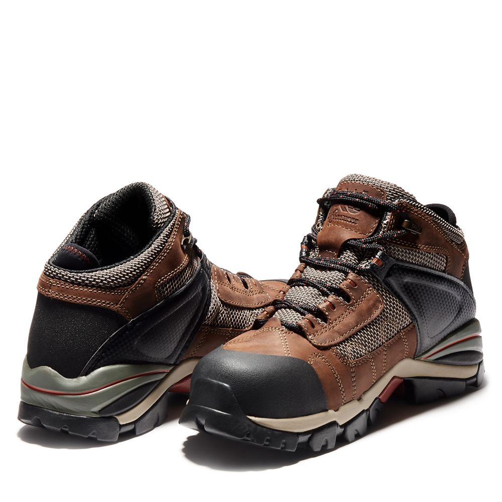 Timberland Μποτακια Εργασίας Ανδρικα Καφε/Μαυρα - Pro® Hyperion Mid Alloy Toe - Greece 0967314-BS